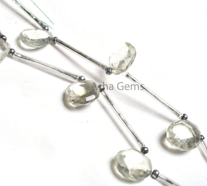 Green Amethyst faceted Pear+ Uneven Briolette Shape gemstone beads, Amethyst Side Drill Beads, Green Amethyst fancy Bead Jewelry Making SALE