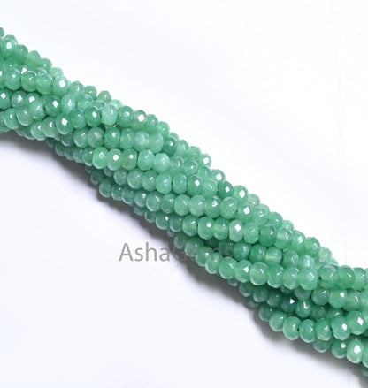 6 mm Beautiful Green Jade faceted Rondelle Beads,7/14" Fine Tree Green Jade Quartz machine cut Gemstone Loose Bead Jewelry Making Craft SALE