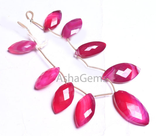 Beautiful Hot Pink Chalcedony Marquise Faceted Beads,10x21-16x32 mm Shaded Pink Chalcedony Fancy Briolette Gemstone Beads Jewelry Craft SALE