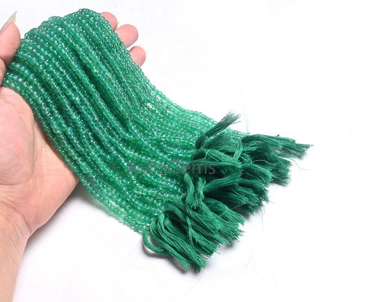 Fine Quality Green Onyx Smooth Rondelle Gemstone Beads, Onyx Beads, Beautiful Green Onyx Plain Roundelle Shape Handmade Beads Jewelry making (AG 12287)