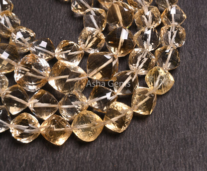 Natural Yellow Citrine Cube Box faceted Beads,8" Fine Quality Citrine Fancy oblique drill Cube Gemstone Beads, Citrine Quartz Beads Jewelry (AG 18542)