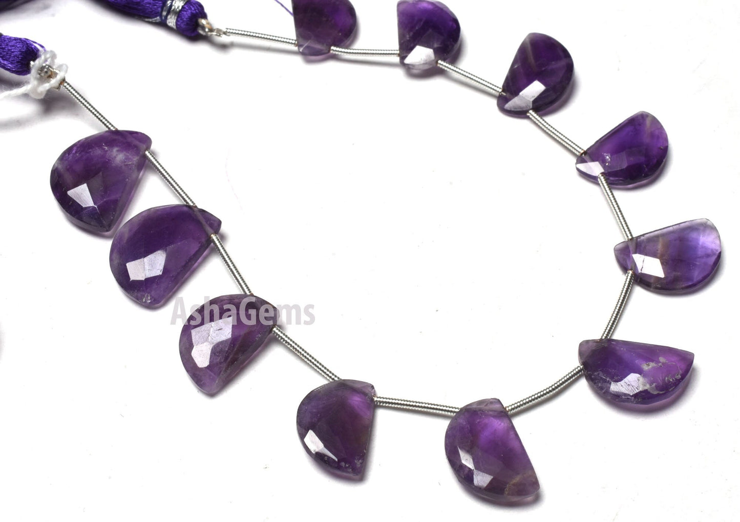 beautiful Purple Amethyst Faceted Fancy Shape Beads,8" Strand African Amethyst Fancy D Shape Bead Gemstone Amethyst Briolette Beads Jewelry