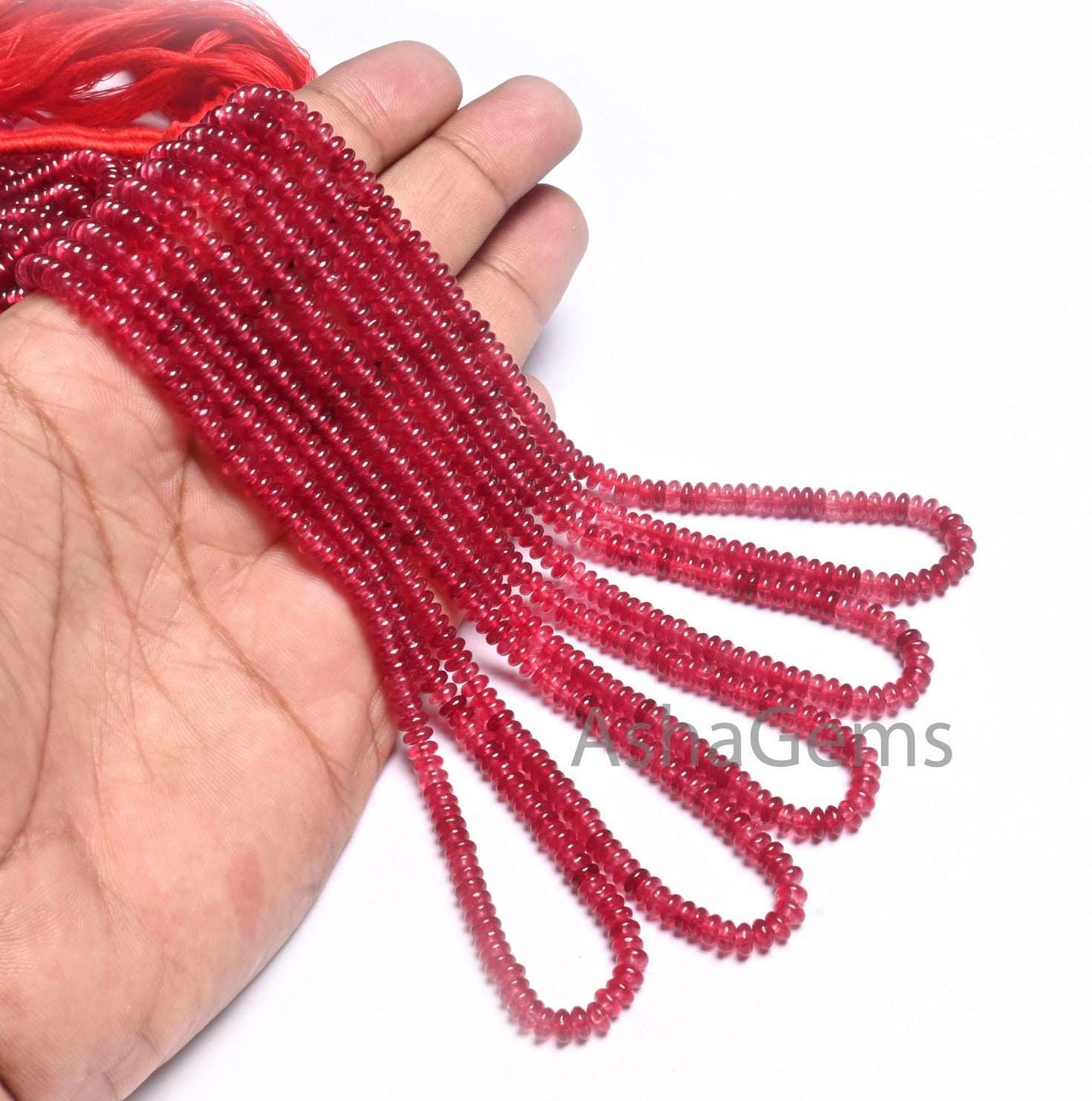 AAA Quality Red Jade Quartz Smooth Rondelle Beads,3.5, 4.5 mm Red Jade handmade Gemstone Beads, Jade Quartz Beads Jewelry Making Craft SALE