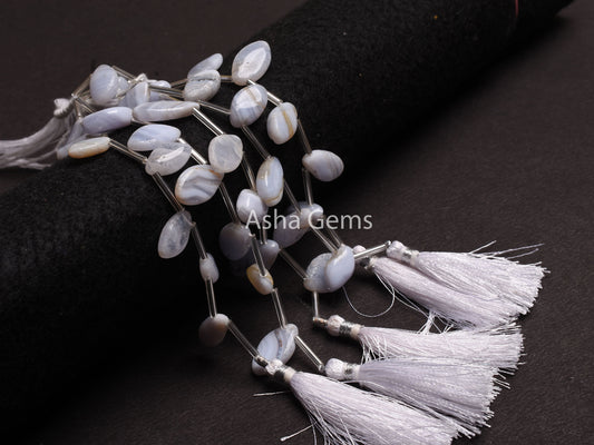 Natural Blue Lace Agate Uneven Marquise Shape Beads, Blue Lace Agate Handmade Marquise Briolette Gemstone Bead, Blue Lace Agate Bead Jewelry