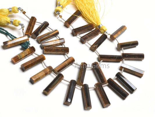 Natural Tiger Eye Fancy Pipe Shape faceted Beads,5-20 mm Natural Tiger Long Tube Gemstone Beads, Tiger Rye Bead Jewelry Making Craft SALE