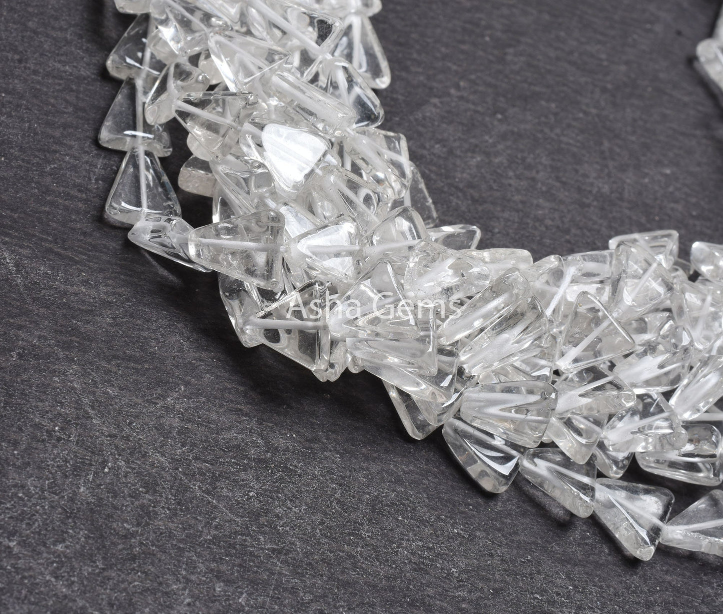 AAA Natural Crystal quartz Triangle Shape Beads,13" Strand White Crystal Smooth Fancy Trillion Gemstone Handmade Beads Crystal Jewelry SALE