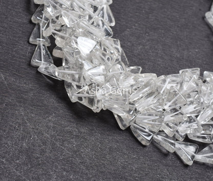 AAA Natural Crystal quartz Triangle Shape Beads,13" Strand White Crystal Smooth Fancy Trillion Gemstone Handmade Beads Crystal Jewelry SALE
