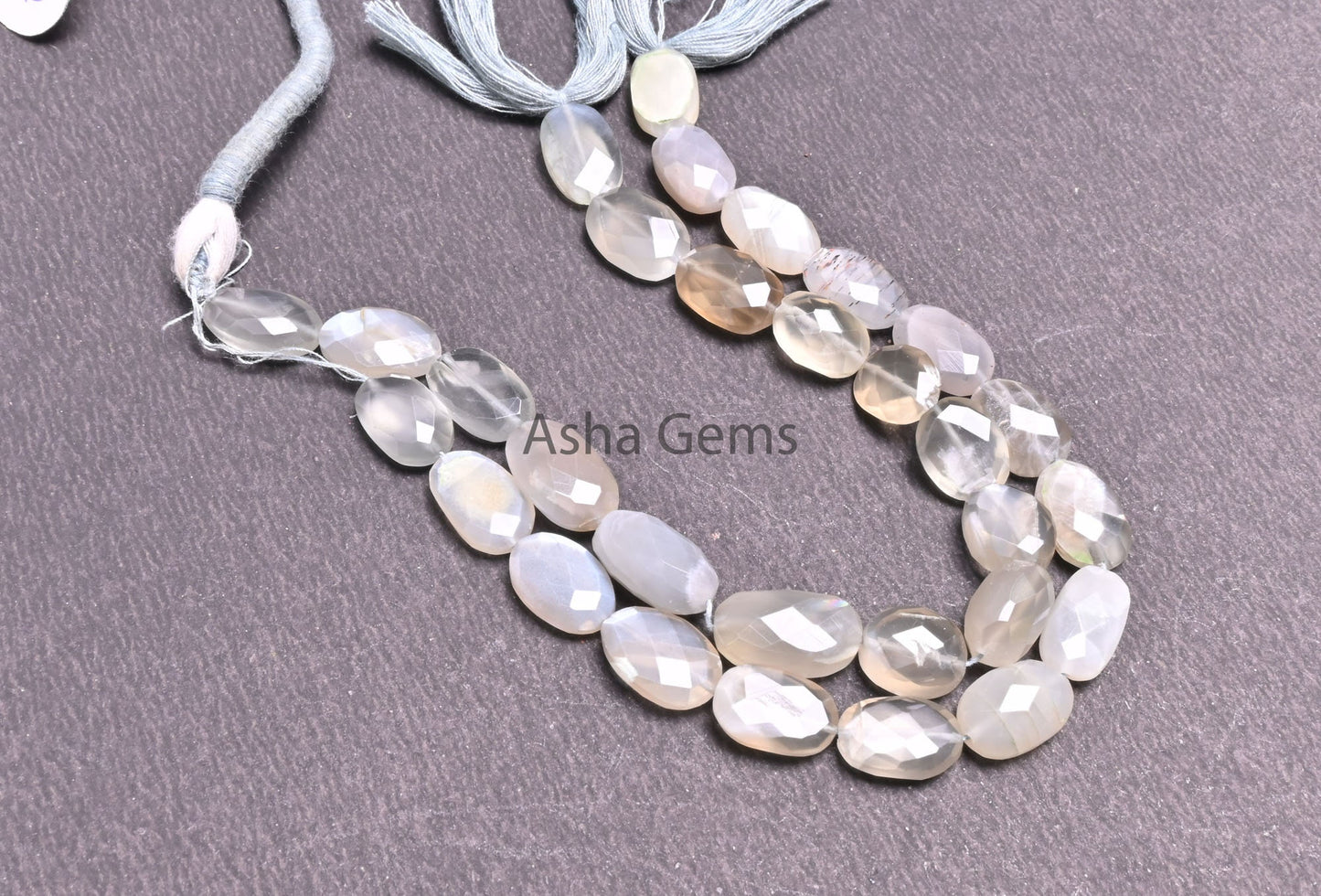 Shaded Grey Moonstone faceted Oval Beads,9" Strand Natural Grey Moonstone Oval Briolette Straight Drill Gemstone Moonstone Bead Jewelry SALE