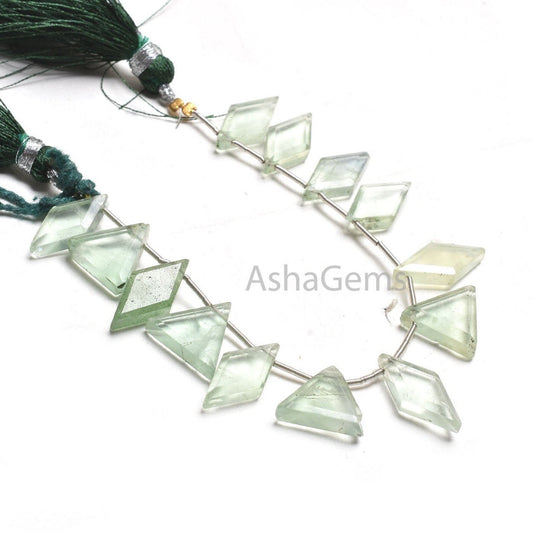 Green Fluorite Fancy Rhombus+ Trillion Shape Faceted Beads, Natural Fluorite Multi Shape Flat Fancy Side Drill Briolette Gemstone Beads SALE