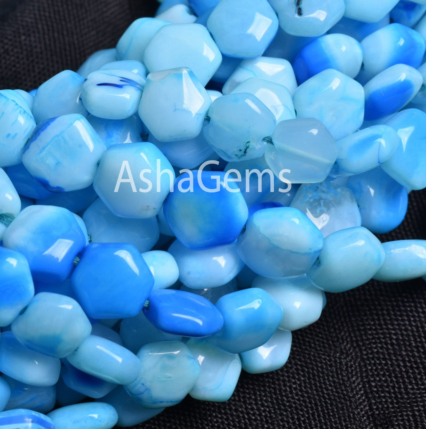 Beautiful Blue Opal fancy Hexagon Shape Gemstone Beads, Shaded Blue Opal Straight Drill beads, Opal handmade beads jewelry Making Craft SALE