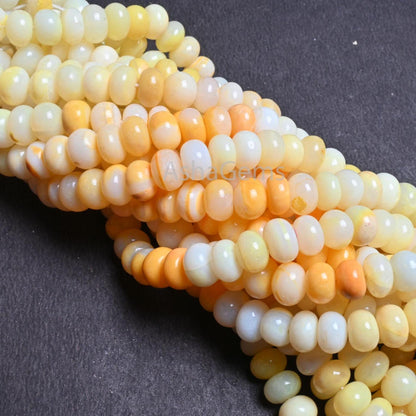 Beautiful Shaded Yellow Orange Opal Smooth Rondelle Gemstone beads,16"Strand AAA Opal Plain Handmade Bead Jewelry making Necklace Craft SALE