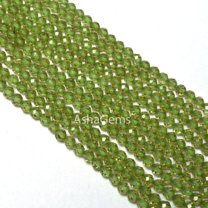 Beautiful Green  Peridot Faceted Round Beads,3.5 mm Natural Peridot Round Ball Gemstone Beads, Peridot beads Micro Faceted machine Cut Beads