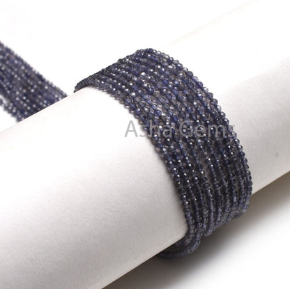 2.5 mm Natural Blue Iolite Micro Cut Faceted Rondelle Beads,13" Strand AAA Quality Iolite Machine Cut Beads, Iolite Bead Jewelry Craft SALE