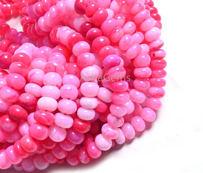 AAA Shaded Queen Pink Opal Smooth Rondelle Beads,16"Strand Hot Pink Opal Plain Handmade Gemstone Loose Bead, Opal Bead Necklace Jewelry SALE