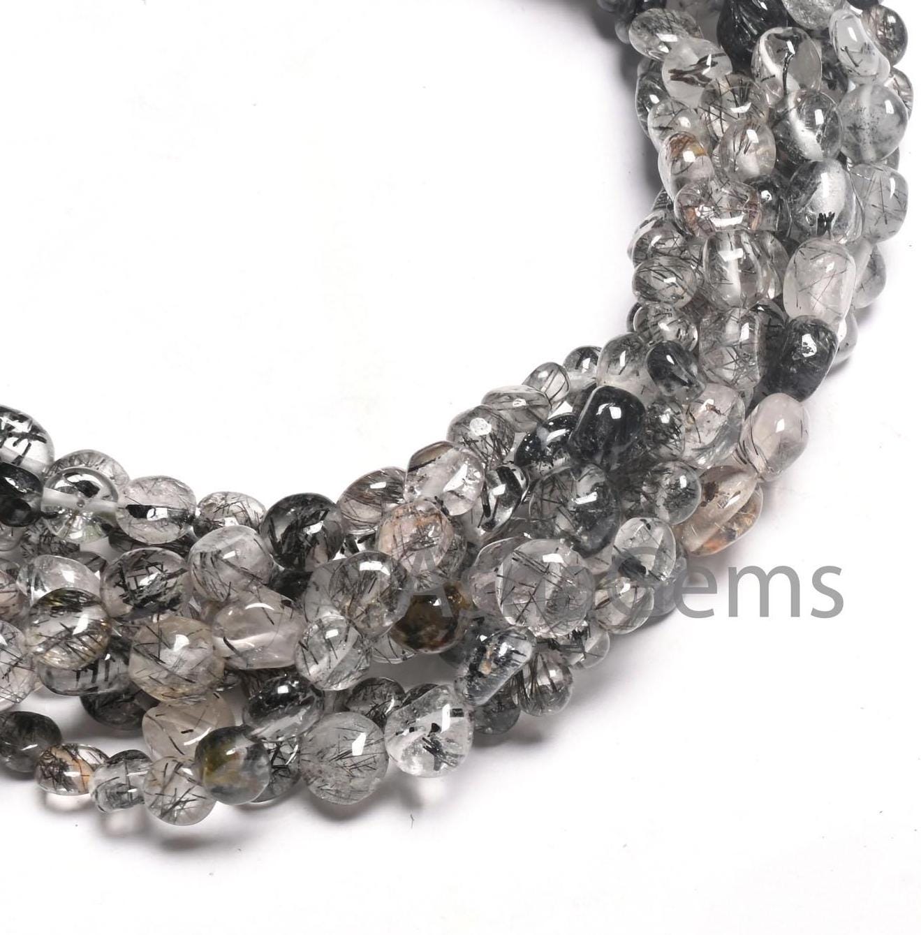 Natural Black rutilated Quartz Smooth Coin Shape Gemstone Loose Beads, Fine Quality Rutile Coin Handmade Bead Jewelry making Handicraft SALE