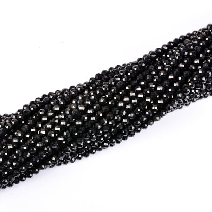 Beautiful Natural Black Spinel Rondelle Faceted Micro Cut Gemstone Loose Beads 3 mm AAA Quality Spinel Micro Cut Beads Jewelry Making Crafts
