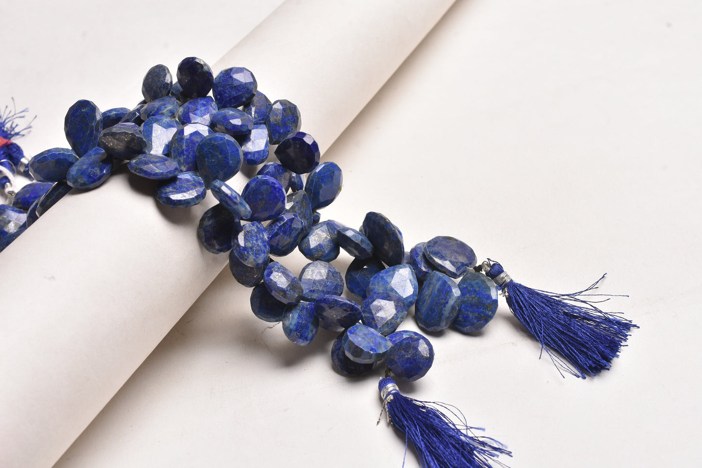 Natural Blue Lapis faceted Pear Shape Beads,9" Strand Lapis Lazuli Beads, Lapis Teardrop Briolette Gemstone Side Drill Beads Jewelry Carfts