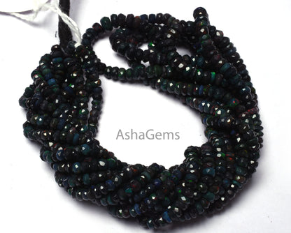 AAA Multi Blue Ethiopian Opal Faceted Rondelle shape Beads, Natural Flashy Welo Fire Ethiopian Opal Gemstone Bead Opal Indian Cut Beads SALE