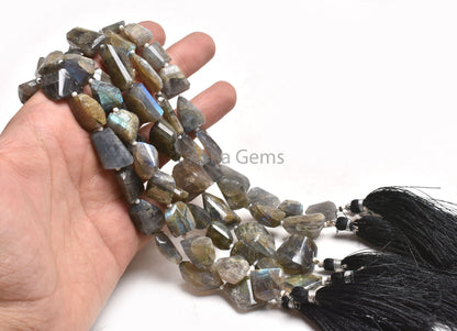 14" Strand Natural Labradorite Faceted Nugget Gemstone Beads, Multi Flash Labradorite Nugget Briolette Beads Black Rainbow Bead Jewelry SALE