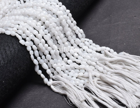 Beautiful White Agate Smooth Nugget Shape Beads,13 Inch Strand White Gemstone Loose Beads, Natural Agate Tumble Plain Pebble Jewelry Crafts