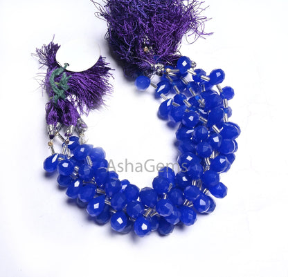 AAA Quality Royal Blue Quartz Hydro faceted Drop Shape Beads, Blue Hydro Faceted Teardrop Briolette Side Dril Bead Jewelry Making Craft SALE (AG 18591)