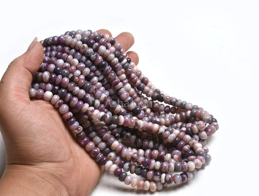 7-8 mm Shaded Plum Purple Opal Smooth Rondelle Shape Beads,16" Strand Opal Beads, Lavender Opal Plain Handmade Gemstone Beads Jewelry Crafts