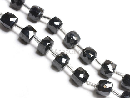 AAA Quality Black Spinel Faceted 3D Cube Box Beads, Natural Black Spinel Cube Gemstone Loose Beads,5" Black Spinel Beads Jewelry Crafts SALE
