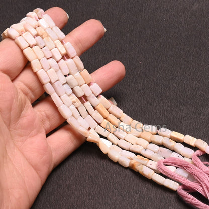 Pink Opal Smooth Rectangle Shape Gemstone Beads,4.5-9.5 mm Shaded Pink Opal Smooth Handmade Rectangle Straight Drill Bead Jewelry Craft SALE
