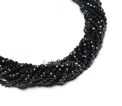 3x3 mm Black Spinel Micro Cut Round Shape Gemstone Beads, AAA Natural Coal Black Spinel Faceted Round Ball Beads, Spinal Beads Jewelry Craft