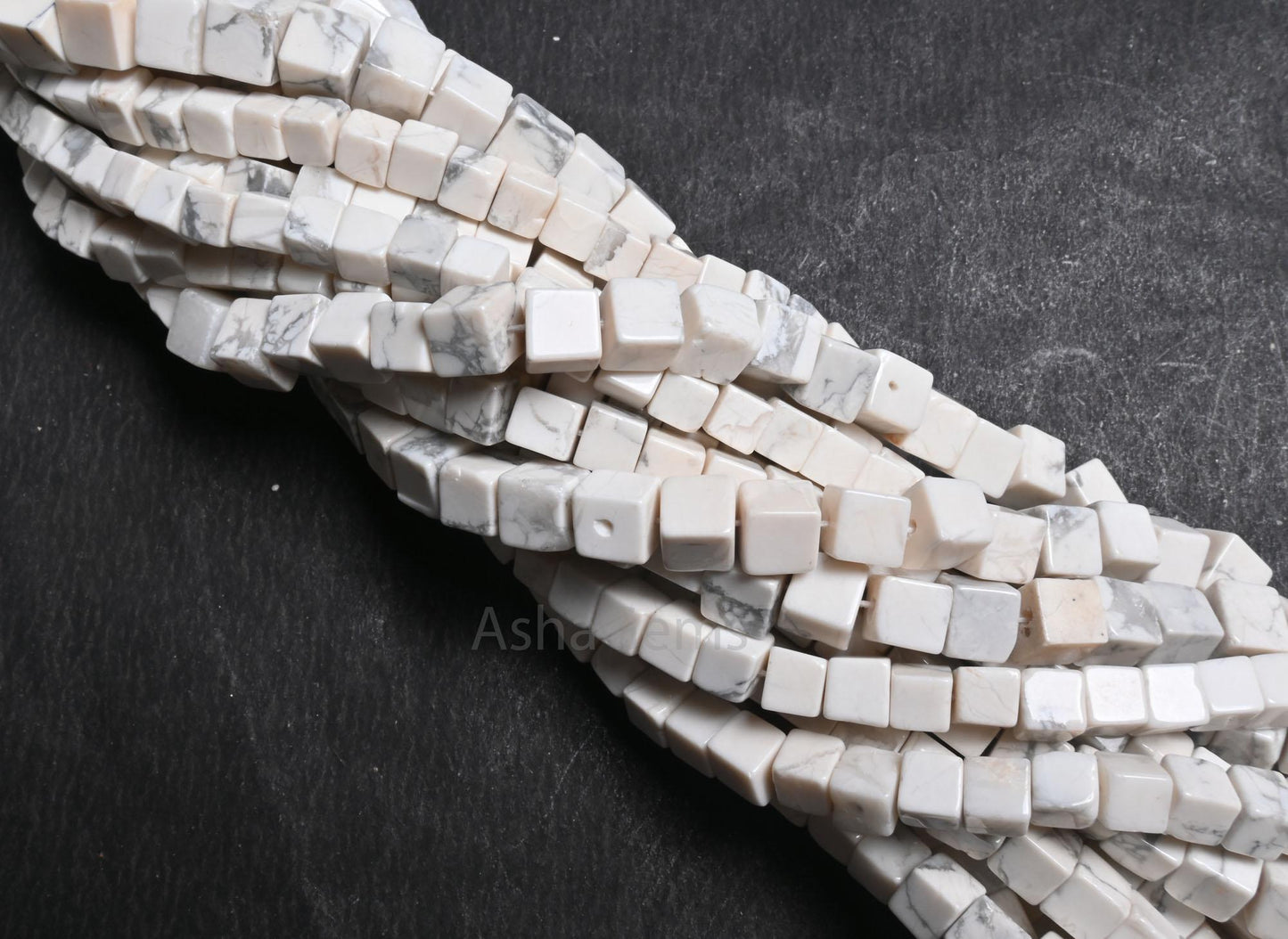 Fine White Howlite Smooth 3D Cube Box Shape Beads, Beautiful Howlite Plain Handmade Cube Gemstone Center Drill Howlite Beads Jewelry Crafts