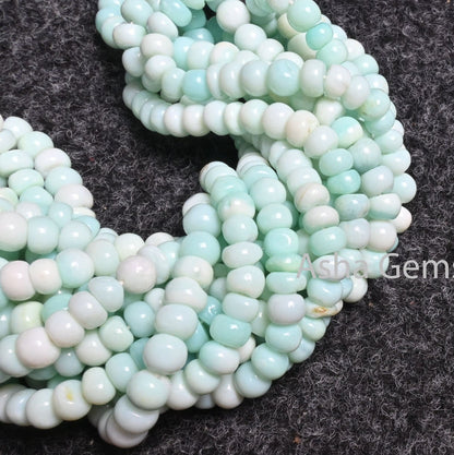 Shaded Sky Blue Peru Opal Smooth Rondelle Shape Beads, Beautiful Blue Opal Plain Handmade Gemstone Opal Bead For Necklace jewelry Craft SALE