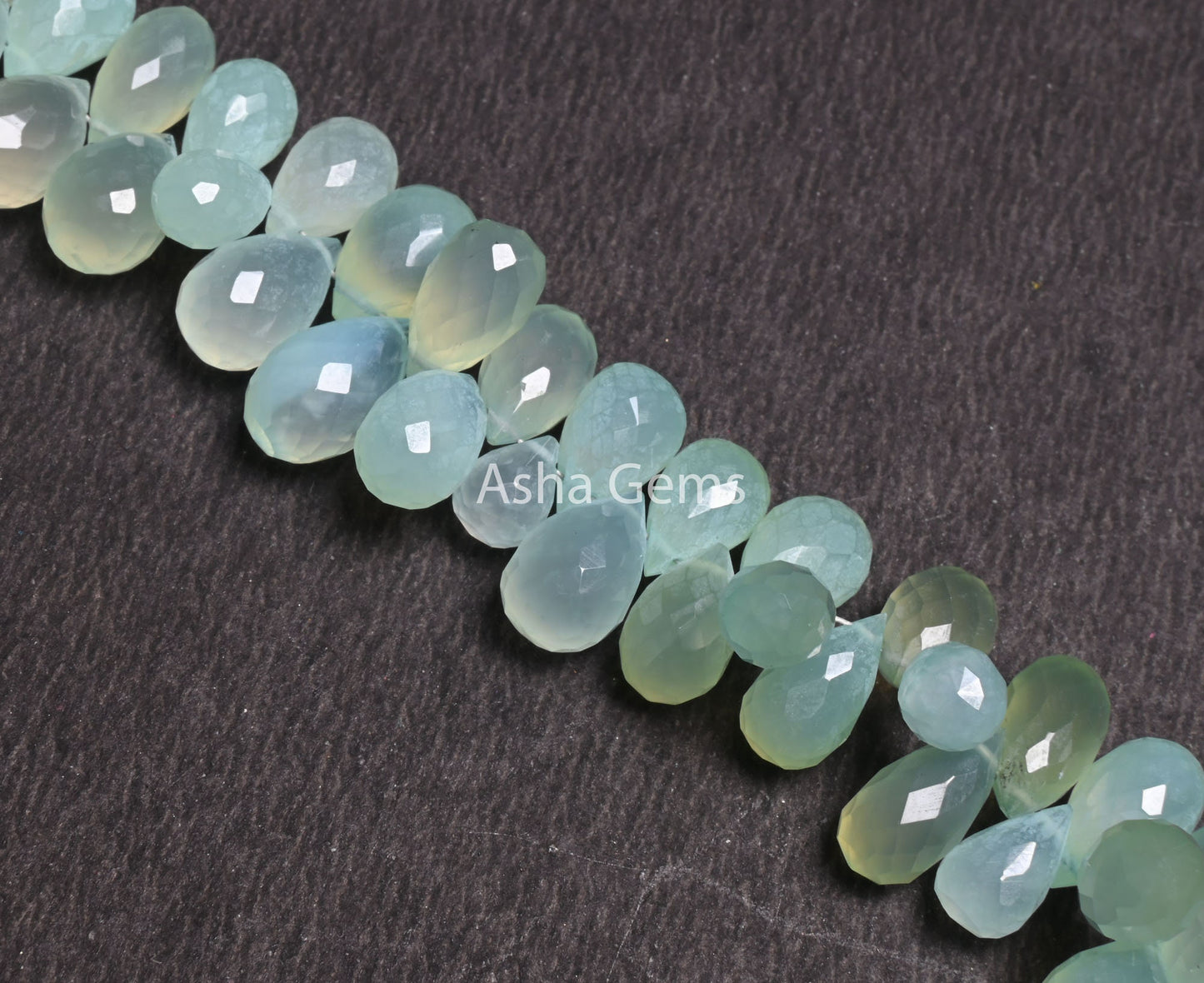 AAA Quality Sea Green Chalcedony Silver Coated Drops Gemstone Beads, Both Side Loop Chalcedony Faceted Teardrop Briolette Jewelry Craft SALE