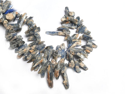 Natural Kyanite Beads, Kyanite Rough Beads,16" Strand Blue Kyanite Unpolish Long Stick Uneven Shape Gemstone Beads, Side Drill Raw Bead SALE