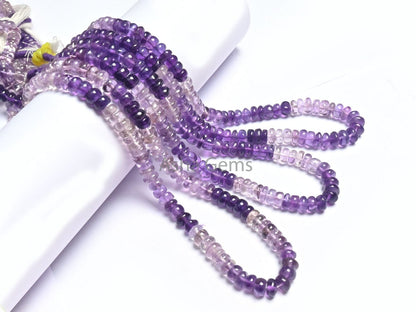 17" Strand Beautiful Amethyst Smooth Rondelle Gemstone Beads, Natural Amethyst Beads Shaded Purple Amethyst handmade Bead Jewelry Craft SALE
