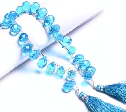 AAA Quality Sky Blue Topaz Color Hydro Faceted Drops Beads,8-12 mm Topaz Hydro Teardrop Briolette Side Drill beads Jewelry making Craft SALE