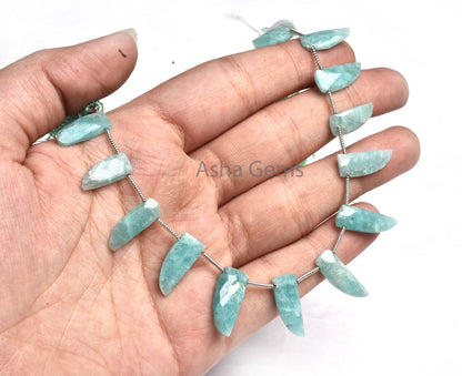 Beautiful Amazonite Fancy Side Drill Faceted Beads,6-18 mm Blue Amazonite Weapon Shape Gemstone Briolette Beads, Natural Amazonite Bead SALE