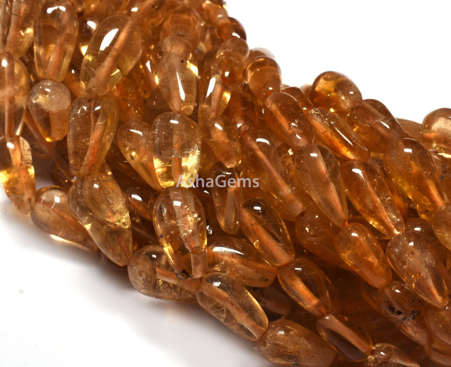 Beautiful Citrine Quartz Smooth Drops Shape Beads Natural Citrine Handmade Teardrop Gemstone Beads Straight Drill Jewelry Beads For Crafts