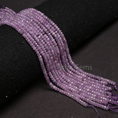 Fine Lavender Color Jade Quartz Faceted Rondelle Gemstone Beads,4.5 mm Light Purple Jade Machine Cut Beads, Jade Quartz Beads Jewelry Crafts