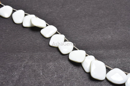 Beautiful White Agate Fancy Slice Shape Side Drill Beads,6" Strand Natural Agate Uneven Flat Slice Gemstone Beads For Jewelry Making Crafts
