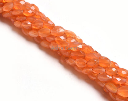 AAA Quality Carnelian Oval Shape Hand Cut Beads,14" Natural Orange Carnelian Faceted Oval Briolette Indian Cut Beads, Carnelian Bead Jewelry