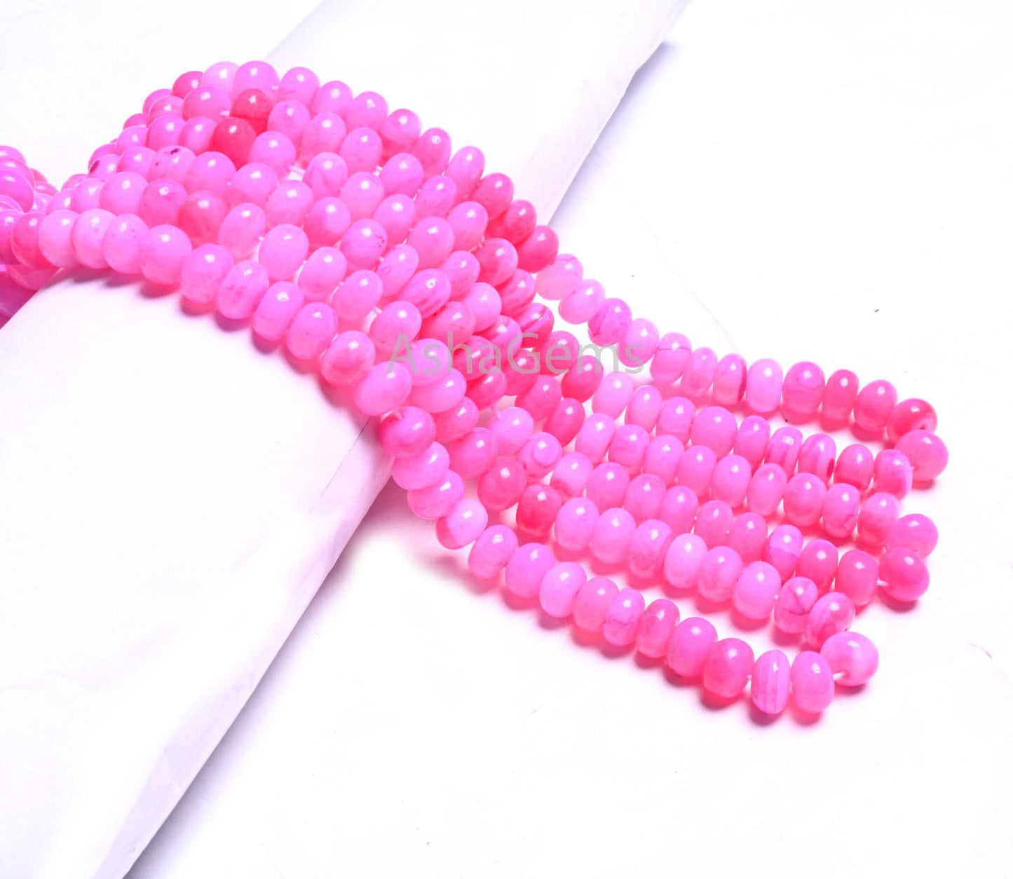 9mm Beautiful Queen Pink Opal Smooth Rondelle Beads,8/16" Strand AAA Hot Pink Opal Shaded Handmade Gemstone Opal Beads Necklace Jewelry SALE