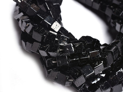 AAA Black Spinel Box Shape Smooth Beads,16" Strand Natural Black Spinel Smooth 3D Cube Box Beads, Spinel Loose Gemstone, Jewelry Craft SALE