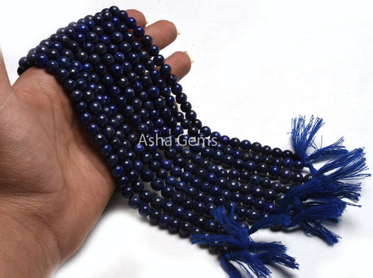 Natural Blue Lapis Smooth Round Ball Gemstone Beads,13" Strand Fine Lapis Lazuli Beads, Lapis Plain Round Shape Bead Jewelry Handicraft SALE