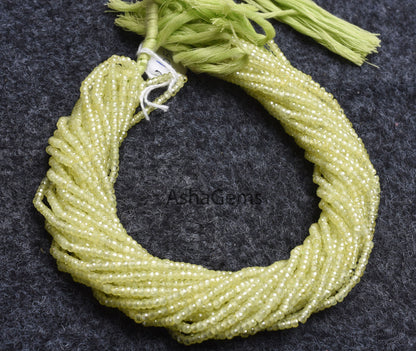 Beautiful Light Green Zircon Micro Faceted Gemstone Beads 3 mm, AAA Cubic Zircon Bead, Pistachios green Machine Cut Beads,13" Strand Jewelry