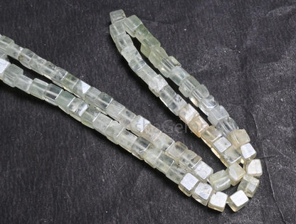 Natural Prehnite Smooth cube Box Shape handmade Tiny Beads, Beautiful Shaded Green Prehnite 3D cube Box Gemstone Bead For Jewelry Craft SALE