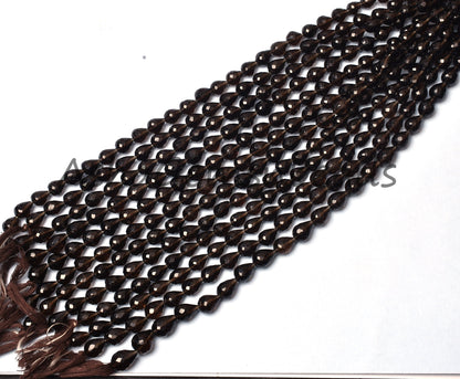 10"Strand Beautiful Smoky Quartz Faceted Drops Shape Gemstone Beads,Quartz Teardrop,7x10-8x11mm Smoky Drops Beads Jewelry Making Craft Sale