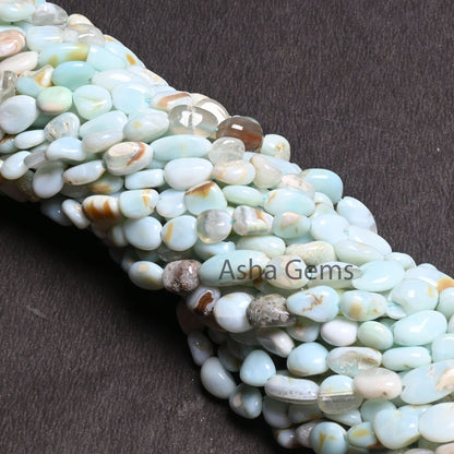 Beautiful Sky Blue Boulder Opal Smooth Nugget Gemstone Loose Beads,7-12mm Shaded Opal Handmade Uneven Tumble Beads Jewelry Making Craft SALE (AG 22286)