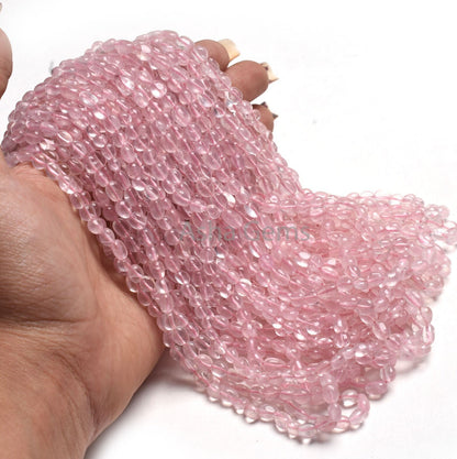 AAA Quality Rose Quartz Smooth Oval Gemstone Beads, Natural Pink Rose Quartz Plain Handmade Uneven Tiny Oval Beads Jewelry Handicraft SALE