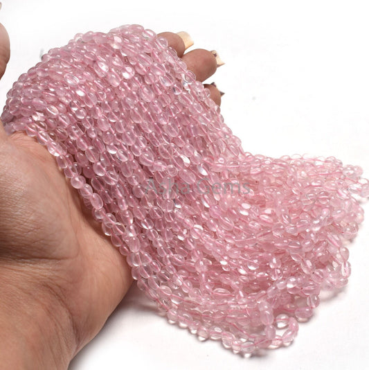 AAA Quality Rose Quartz Smooth Oval Gemstone Beads, Natural Pink Rose Quartz Plain Handmade Uneven Tiny Oval Beads Jewelry Handicraft SALE