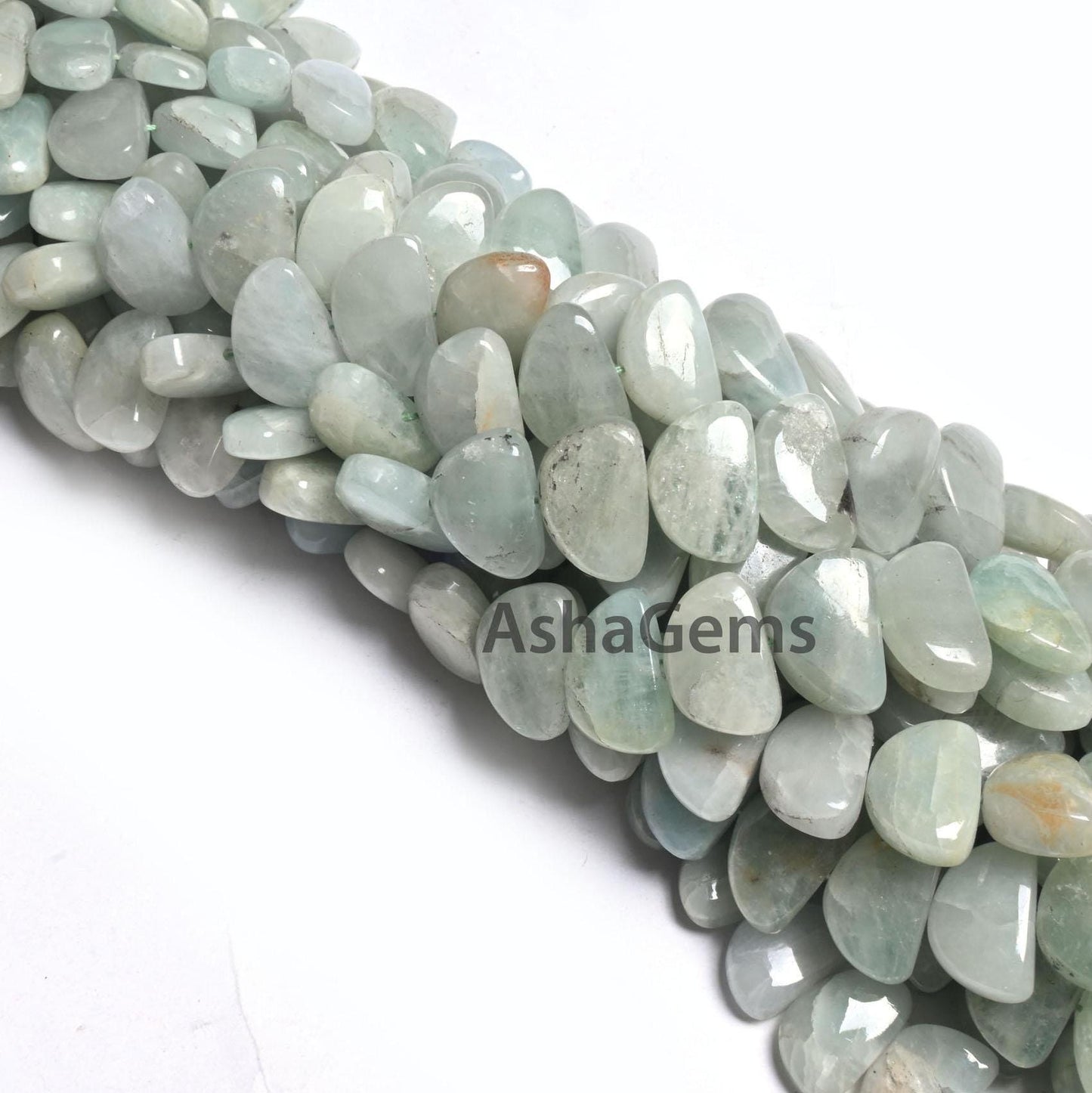Natural Aventurine Fancy D Shape Smooth Gemstone Beads,9" Light Green Aventurine Half Moon Handmade Bead, Angoori Margaj Beads Jewelry Craft